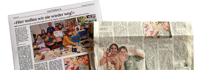 Presseartikel zur Veranstaltung in Nagold beim Buch & bild Verlag. Soziales Projekt