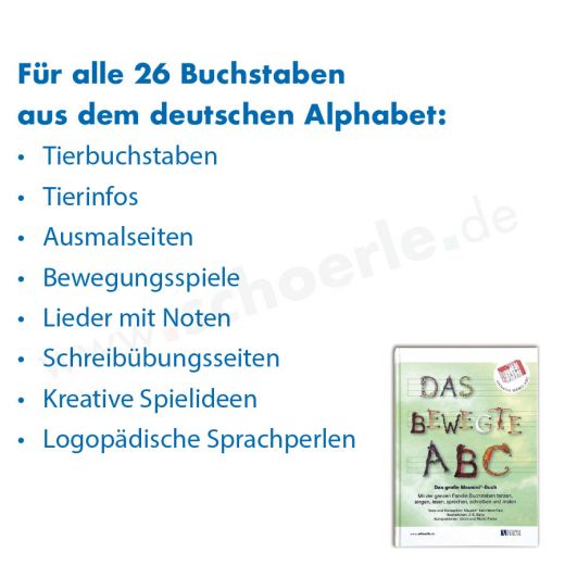 Tierbuchstaben sprechen Bild und Textverbindung an. Mit der Geschichte zum Tier und den vielen weiteren Möglichkeiten bietet das Buch ein ganz besonderen Begleiter für das Kind