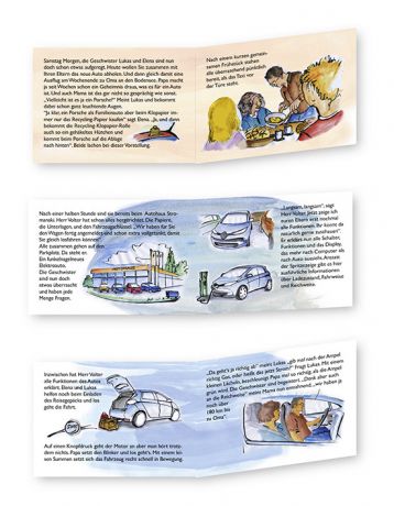Familie kauft ein E-Auto und macht gleich einen Ausflug um die Besonderheit zu entdecken