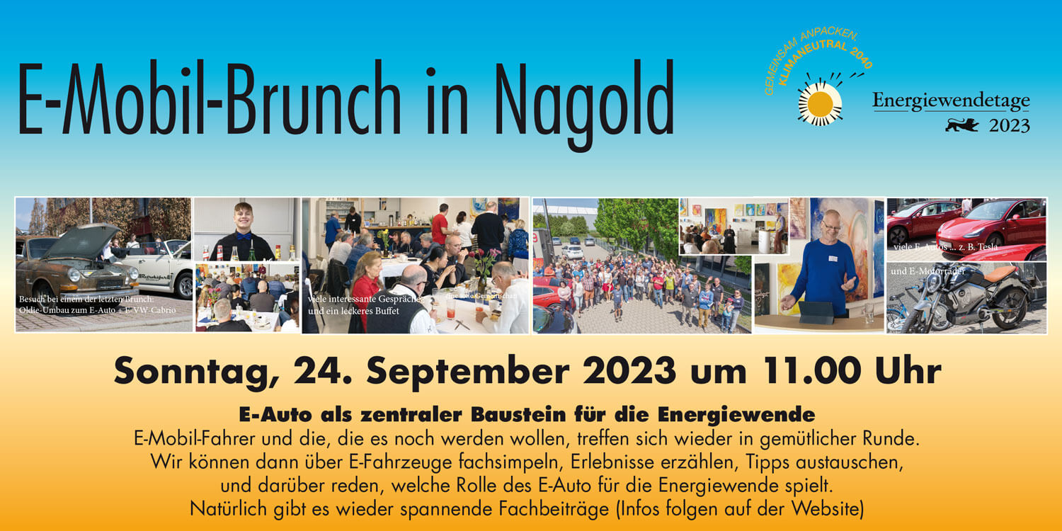 E-Mobil-Brunch in Nagold. Engagement von Hajo Schörle für die Mobilitätswende seit 2009