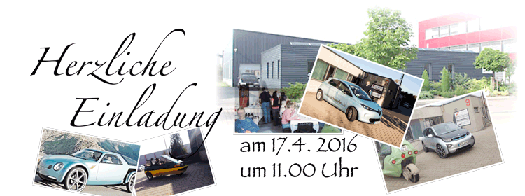 Der E-Mobil-Brunch in Nagold - mit dem ersten Firmenwagen des Verlags als Elektroauto